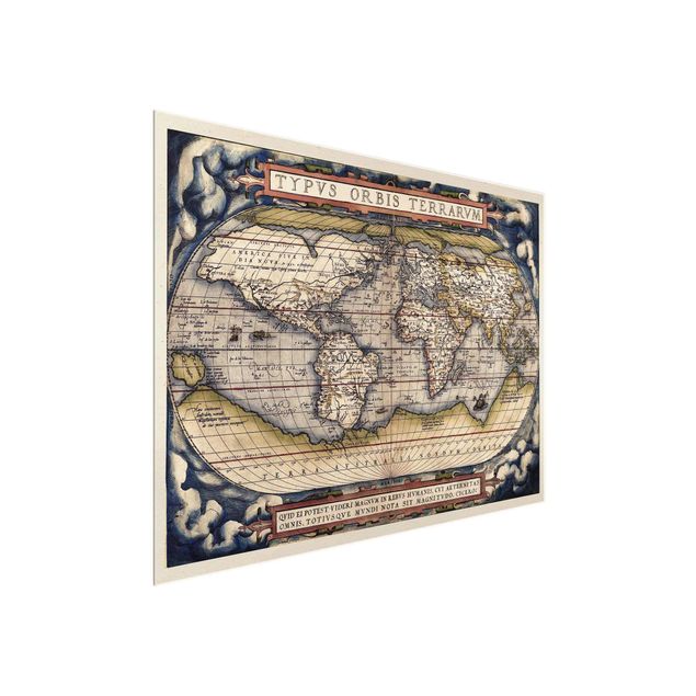 Bilder auf Glas Historische Weltkarte Typus Orbis Terrarum