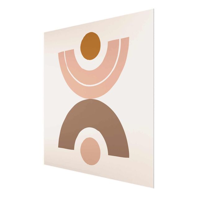 Glasbild - Line Art Abstrakte Formen Pastell - Quadrat 1:1