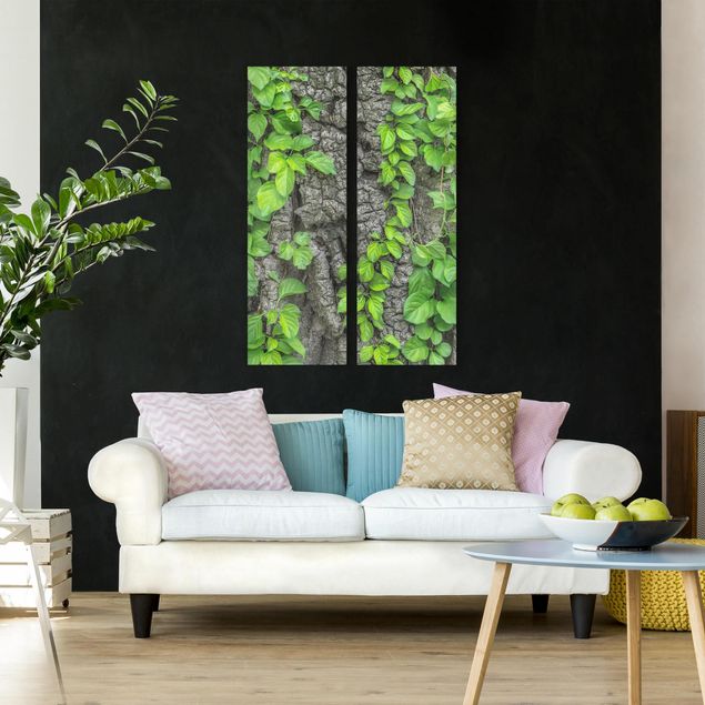 Wandbilder Natur Efeuranken Baumrinde