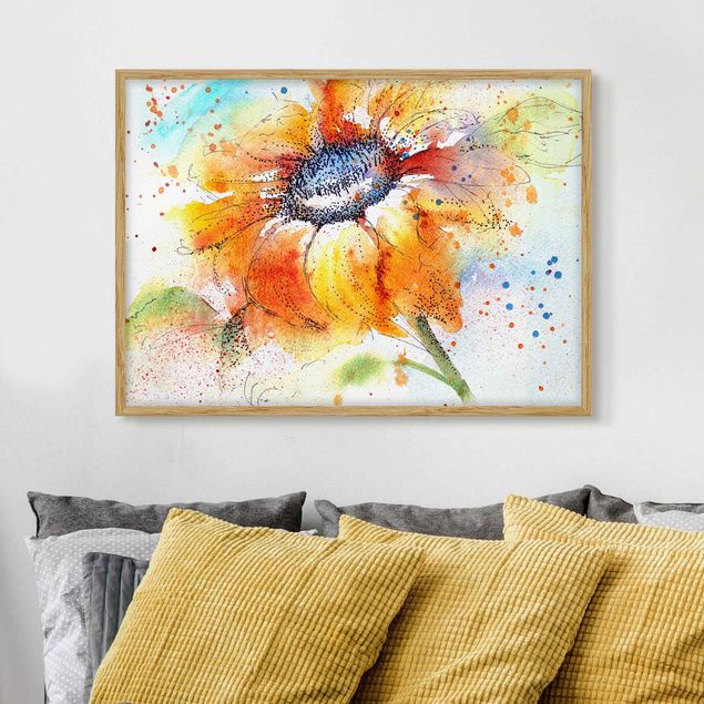 Gerahmte Bilder Blumen Painted Sunflower