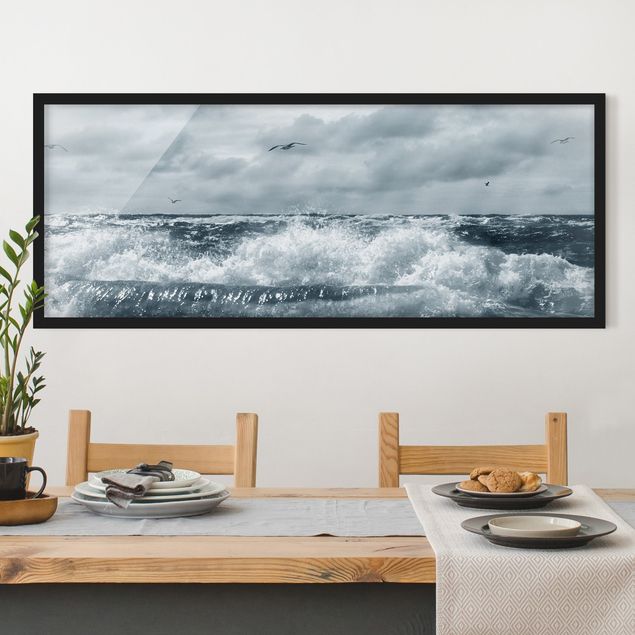 Schwarz-Weiß Bilder mit Rahmen No.YK6 Lebendige Nordsee