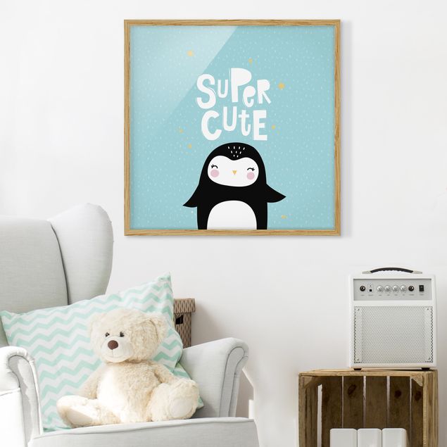 Sprüche Bilder mit Rahmen Super Cute Pinguin