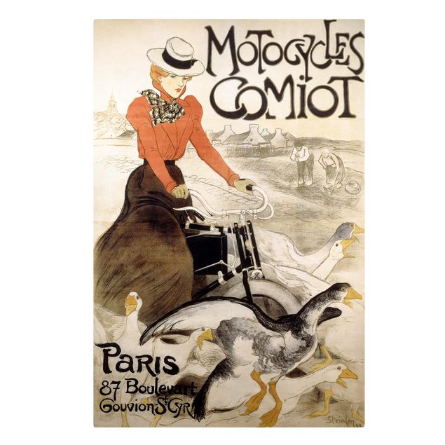 Leinwandbild Vintage Théophile-Alexandre Steinlen - Werbeplakat für Motorcycles Comiot
