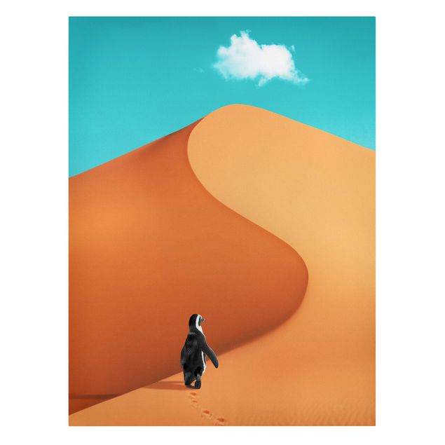 Leinwandbilder Landschaft Wüste mit Pinguin