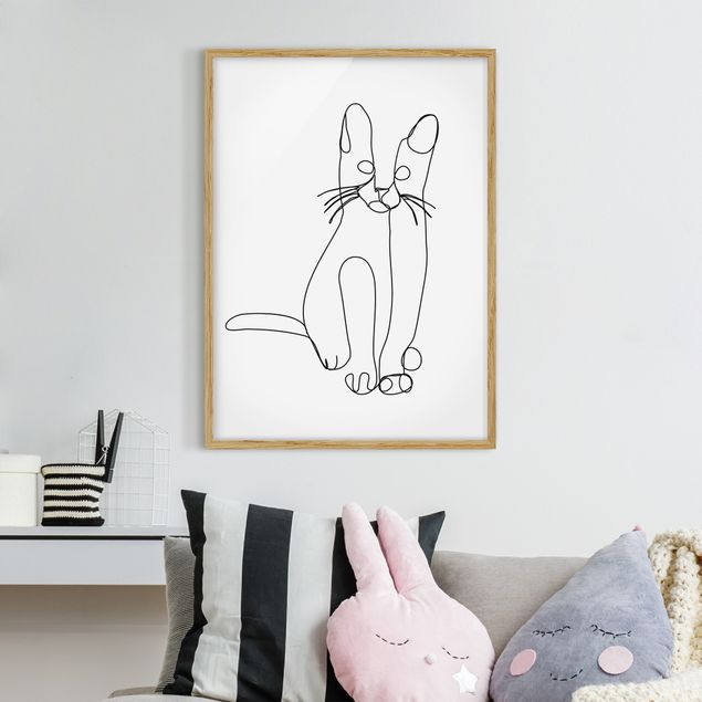 Wandbilder Tiere Katze Line Art