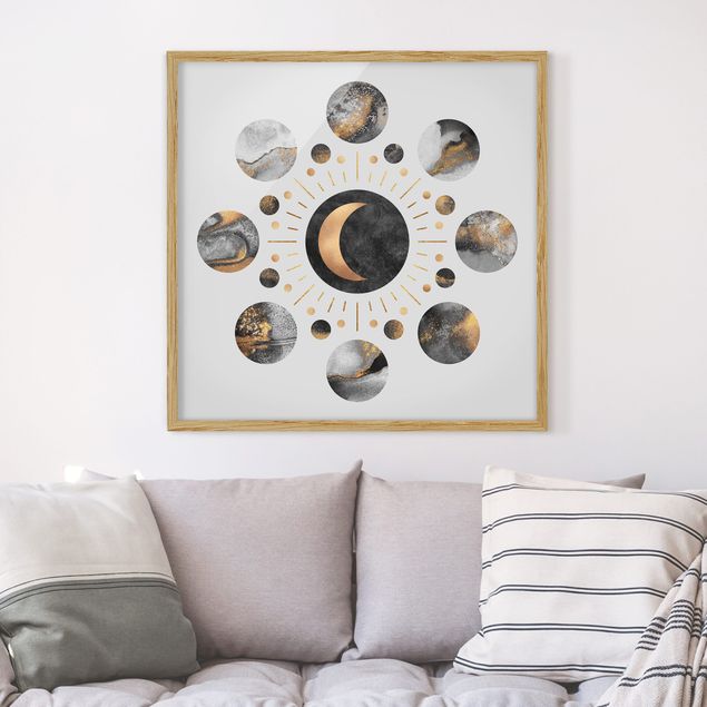 Wandbilder abstrakt Mondphasen Abstrakt Gold