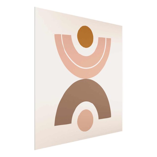 Glasbild - Line Art Abstrakte Formen Pastell - Quadrat 1:1
