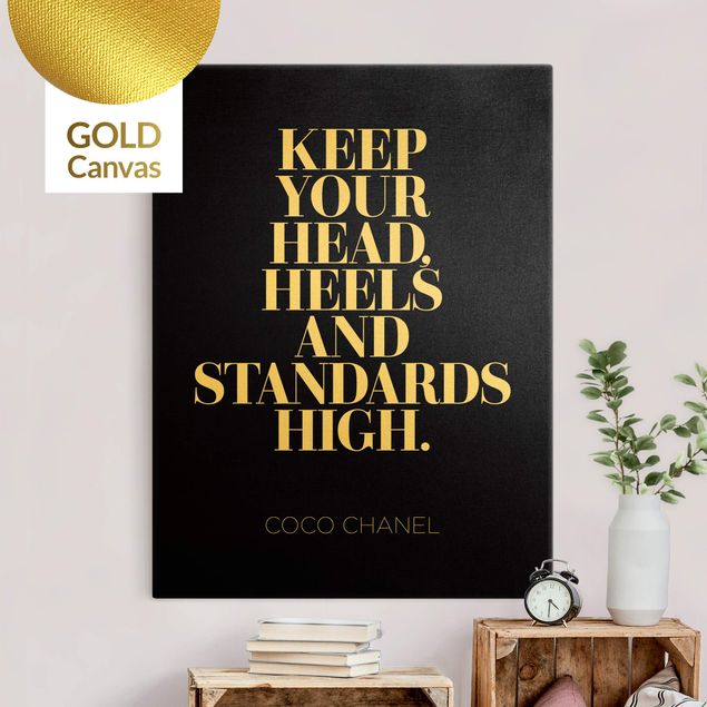 Leinwandbild Gold - Keep your head high Schwarz - Hochformat 3:4