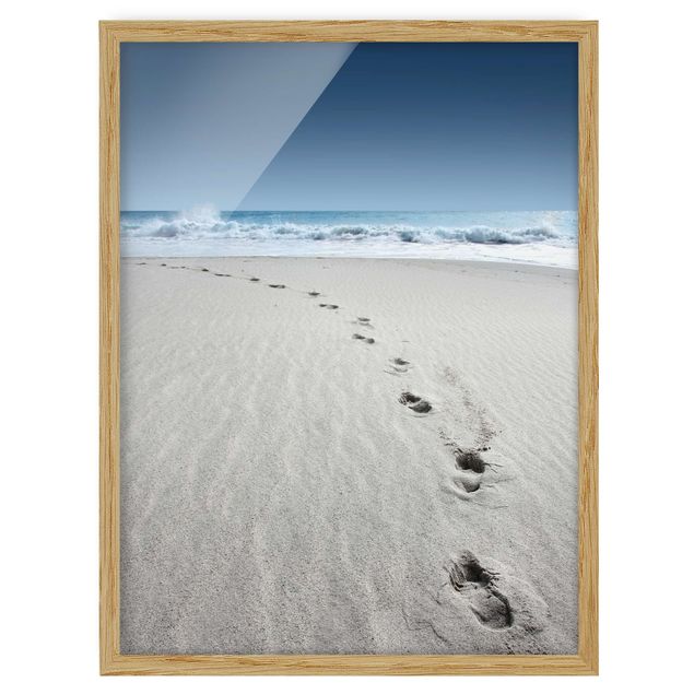 Bild mit Rahmen - Spuren im Sand - Hochformat 3:4