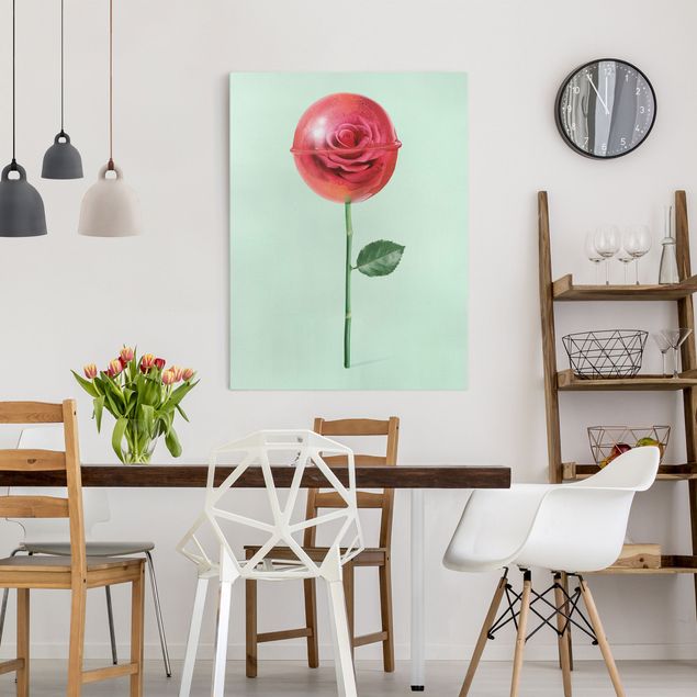 Rosen Bild auf Leinwand Rose mit Lollipop