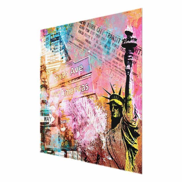 Glasbilder Sixth Avenue New York Collage