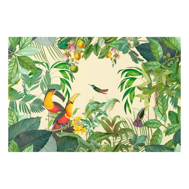 Bilder für die Wand Vintage Collage - Vögel im Dschungel