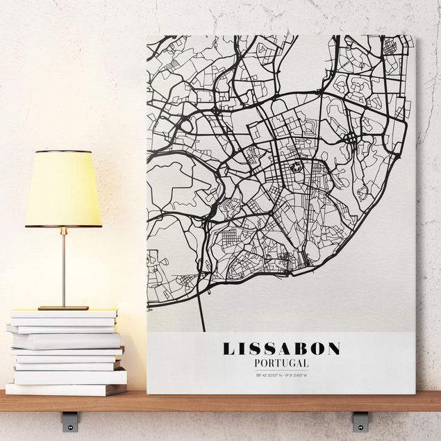 Leinwand Bilder XXL Stadtplan Lissabon - Klassik