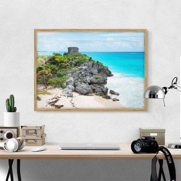 Landschaftsbilder mit Rahmen Karibikküste Tulum Ruinen