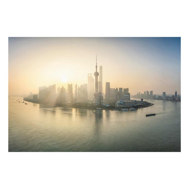 Glasbild - Pudong bei Sonnenaufgang - Querformat 3:2