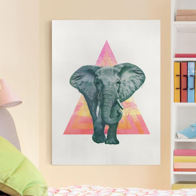Schöne Wandbilder Illustration Elefant vor Dreieck Malerei