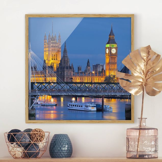 Schöne Wandbilder Big Ben und Westminster Palace in London bei Nacht