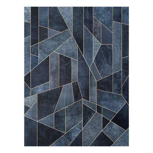 Abstrakte Glasbilder Blaue Geometrie Aquarell