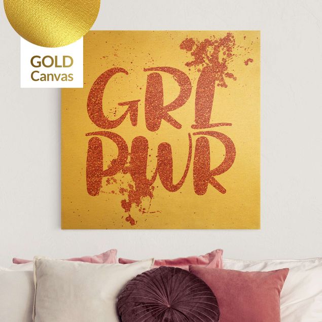 Leinwandbild Gold - Girl Power - Quadrat 1:1