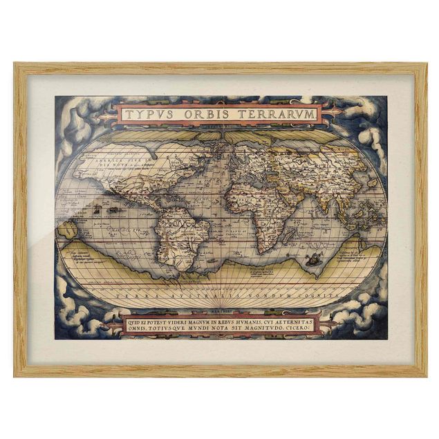Bilder mit Rahmen Historische Weltkarte Typus Orbis Terrarum