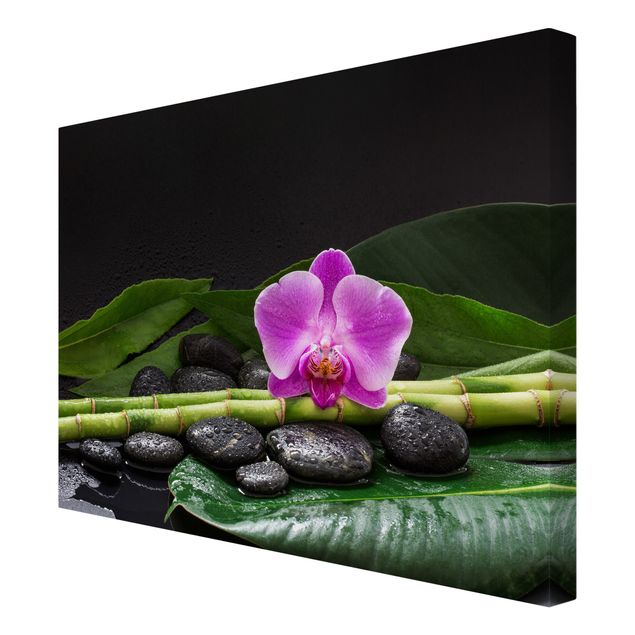 Bilder für die Wand Grüner Bambus mit Orchideenblüte