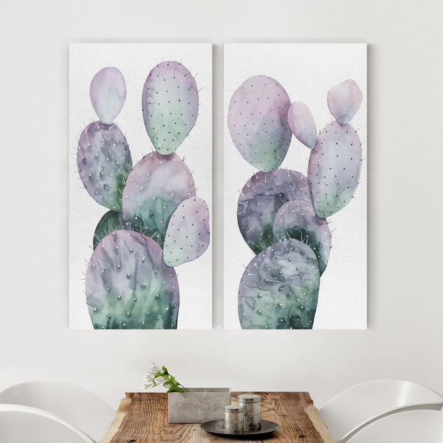 Wandbilder XXL Kaktus in Lila Set I