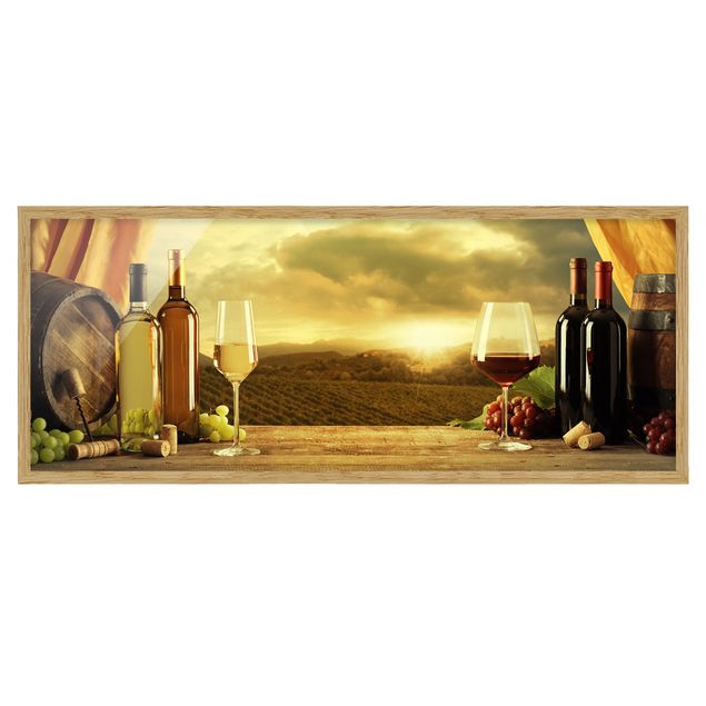Bild mit Rahmen - Wein mit Ausblick - Panorama Querformat
