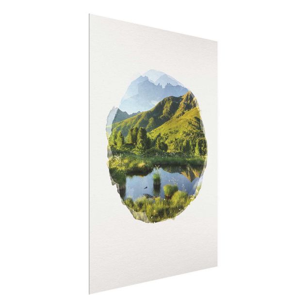 Glasbilder Landschaften Wasserfarben - Blick vom Hirschbichl ins Defereggental