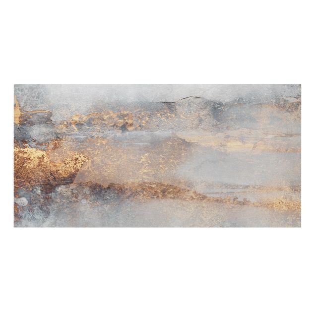 Leinwandbild - Elisabeth Fredriksson - Gold-Grauer Nebel - Querformat 2:1