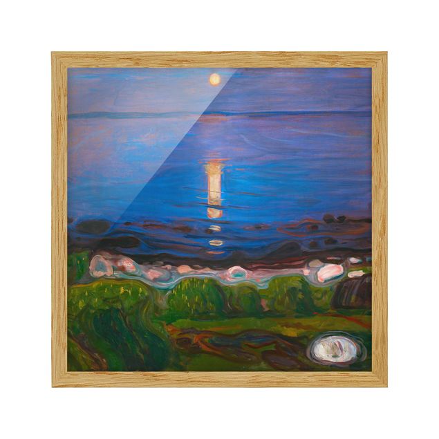Gerahmte Kunstdrucke Edvard Munch - Sommernacht am Meeresstrand