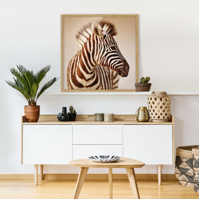 Bilder mit Rahmen abstrakt Zebra Baby Portrait