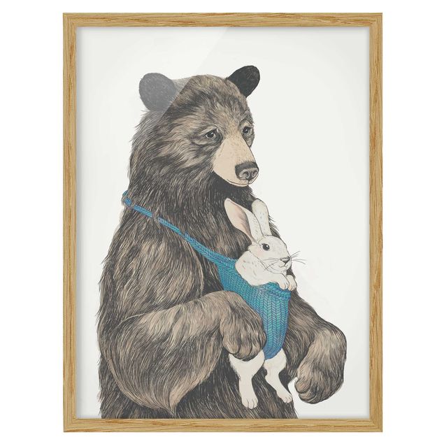 Bilder mit Rahmen Illustration Bär und Hase Baby