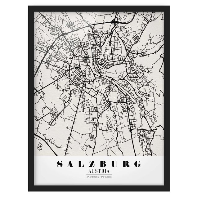 Bilder für die Wand Stadtplan Salzburg - Klassik