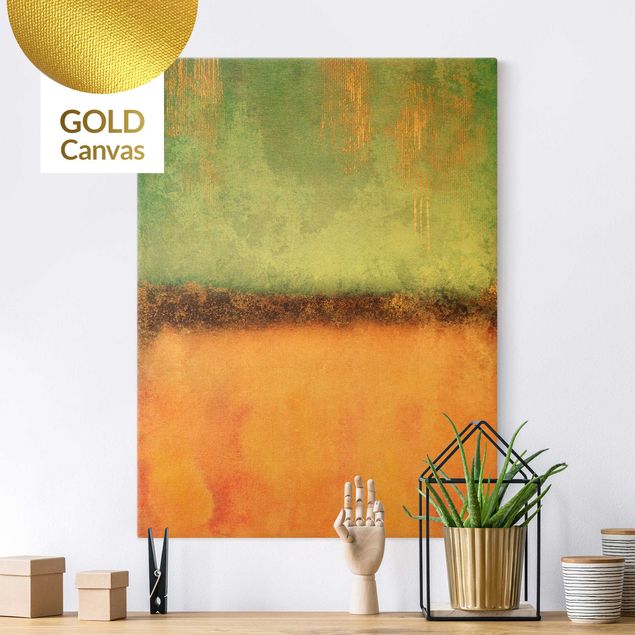 Leinwandbild Gold - Pastell Sommer mit Gold - Hochformat 3:4