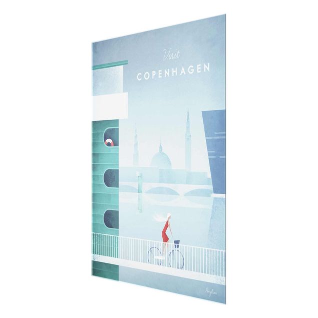 Glasbild - Reiseposter - Kopenhagen - Hochformat 4:3