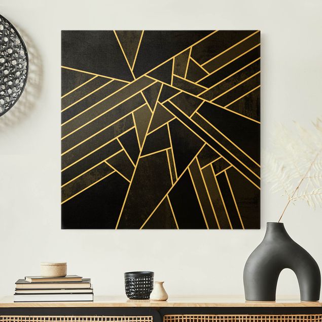 Abstrakte Kunst Schwarze Dreiecke Gold