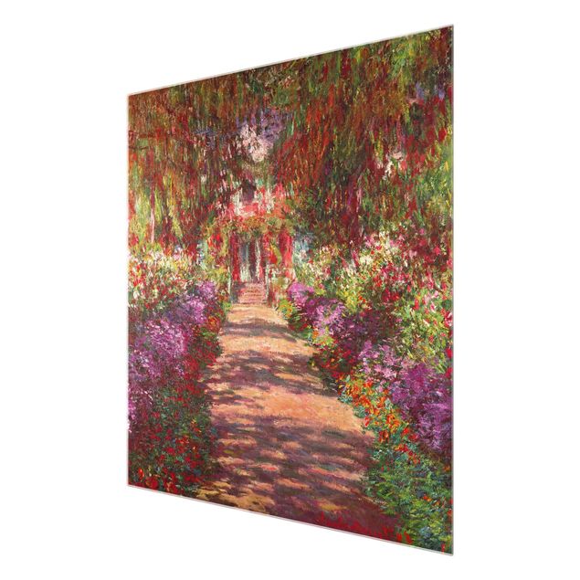 Grüne Glasbilder Claude Monet - Weg in Monets Garten in Giverny