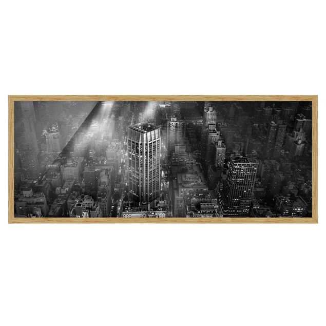 Bild mit Rahmen - Sonnenlicht über New York City - Panorama Querformat