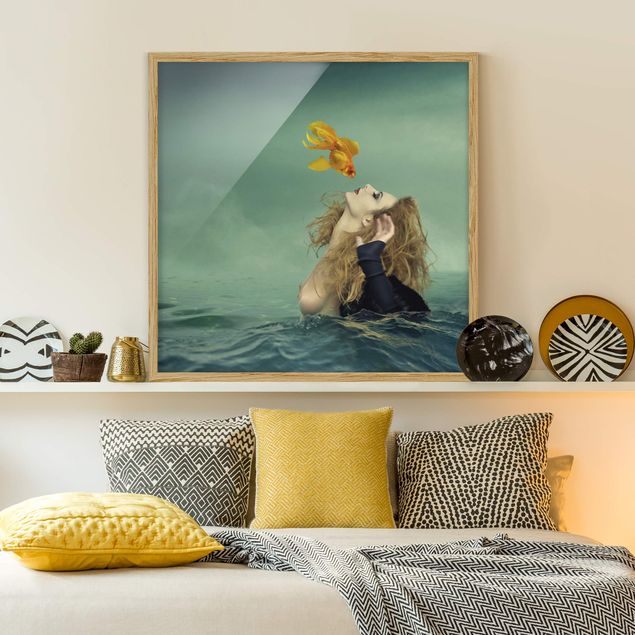 Schöne Wandbilder Kuss eines Goldfisches