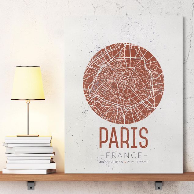 Wandbilder XXL Stadtplan Paris - Retro
