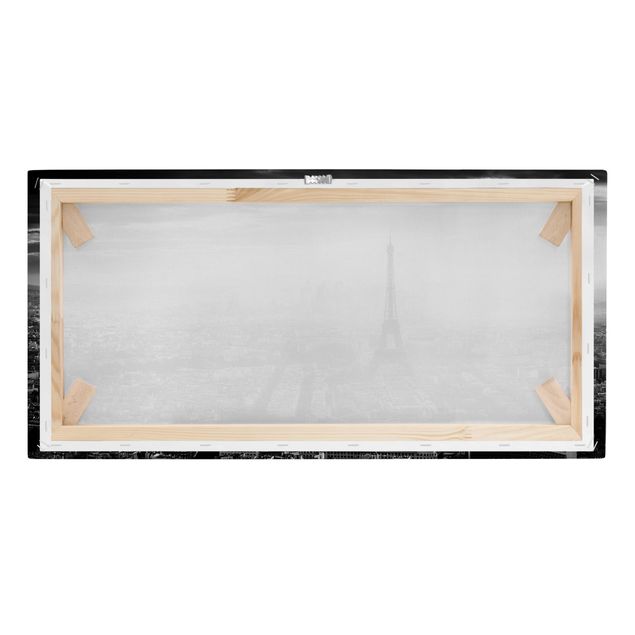 Schöne Leinwandbilder Der Eiffelturm von Oben Schwarz-weiß