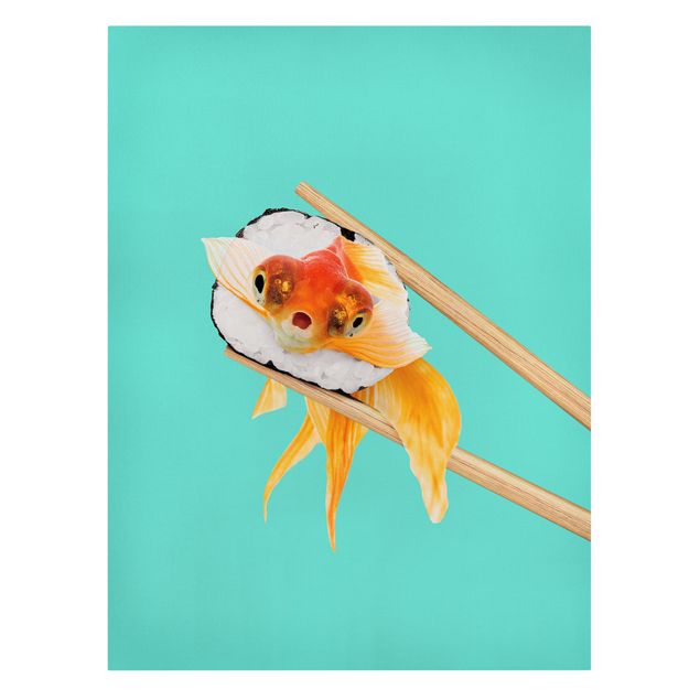 Wandbilder Tiere Sushi mit Goldfisch