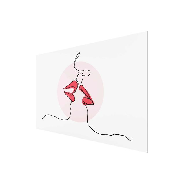 Wandbilder Lippen Kuss Line Art