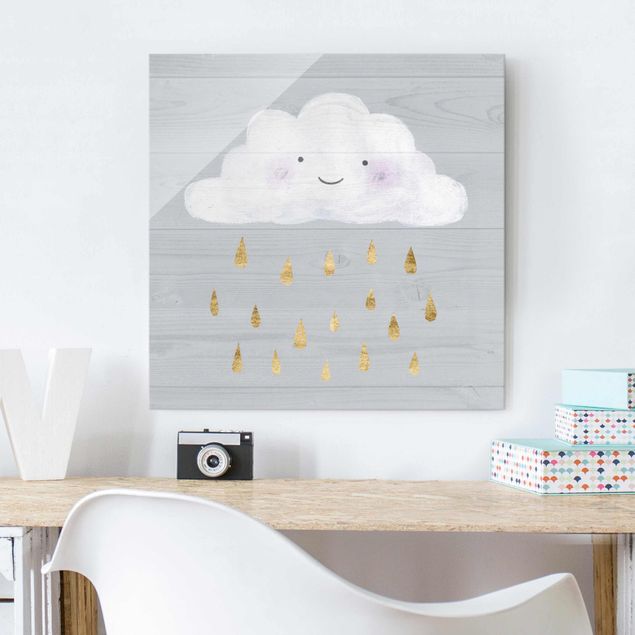 Wandbilder Wolke mit goldenen Regentropfen