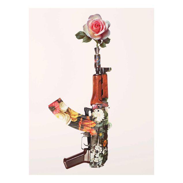 Natur Glasbilder Waffe mit Rose