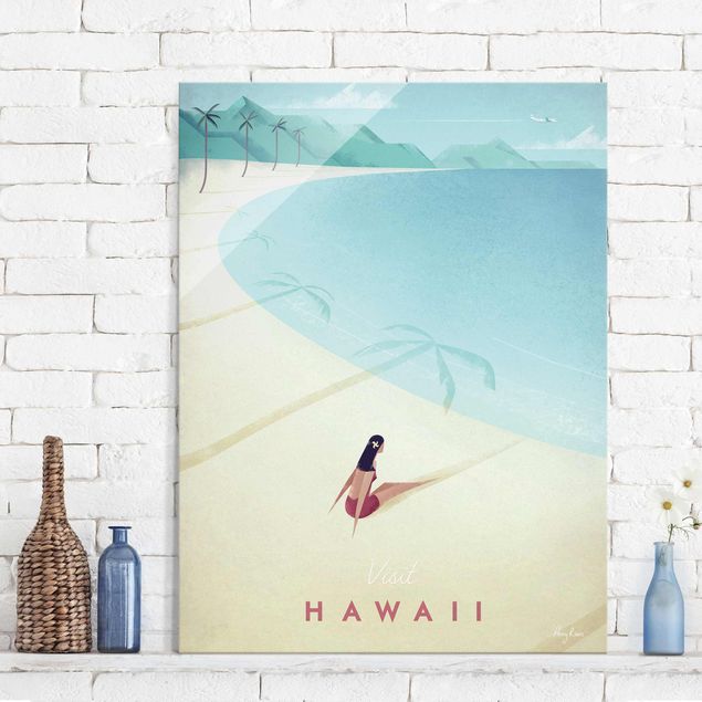 Glasbilder Strand Reiseposter - Hawaii