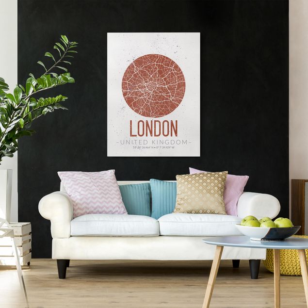 Leinwandbilder Sprüche Stadtplan London - Retro