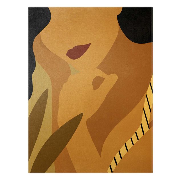 Leinwandbild Gold - Illustration Frauenportrait - Hochformat 3:4