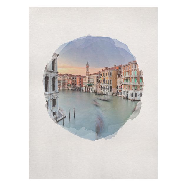 Bilder für die Wand Wasserfarben - Canale Grande Blick von der Rialtobrücke Venedig