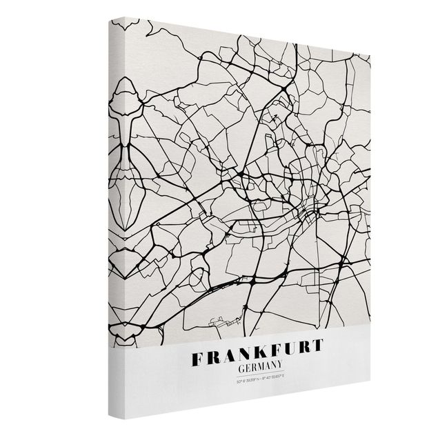 Weltkarten Leinwand Stadtplan Frankfurt - Klassik